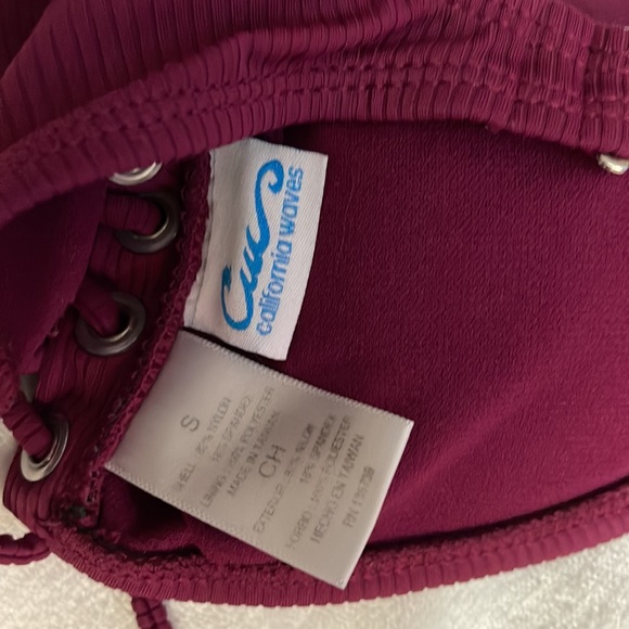 CALIFORNIA WAVES | Women’s 2-Piece Swimsuit Side Lace-Up Bikini Wine S / M NWOT - Picture 5 of 12
